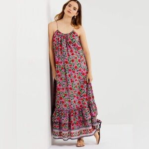 A Pea in the Pod NWT Maternity Dress Tiered Maxi Floral Purple Red Size XS